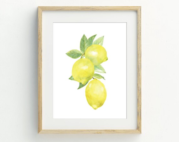 Lemon Print Fruit Wall Art Kitchen Wall Decor Lemon Decor Housewarming Gift 5x7 8x10 11x14 16x20