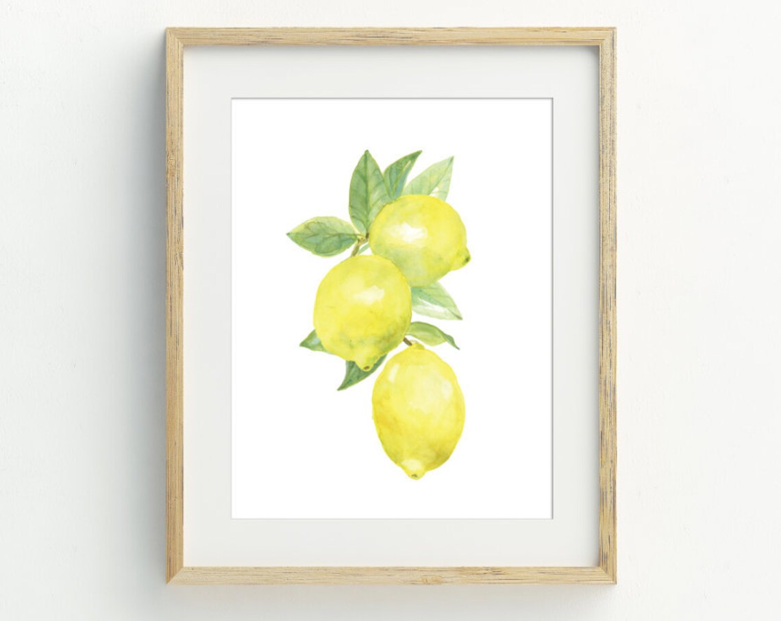 Lemon Print Fruit Wall Art Kitchen Wall Decor Lemon Decor Housewarming Gift 5x7 8x10 11x14 16x20