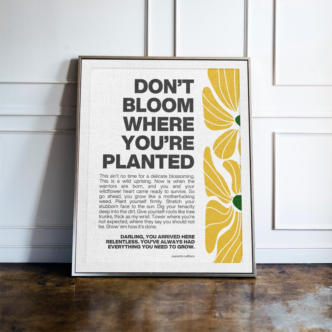 Wildflower Print, Motivational Typography Poster
