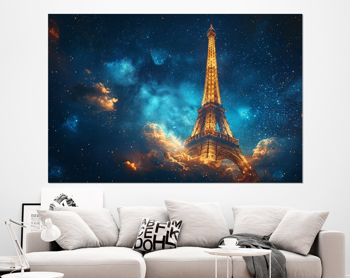 Abstract Eiffel Tower At Night, Paris Art Print
