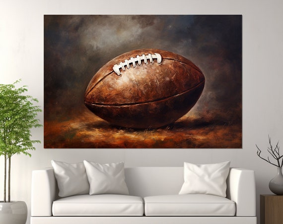 Vintage Football Ball Painting Print Retro Football Wall Art Football Wall Decor Football Player Gift Framed And Ready To Hang