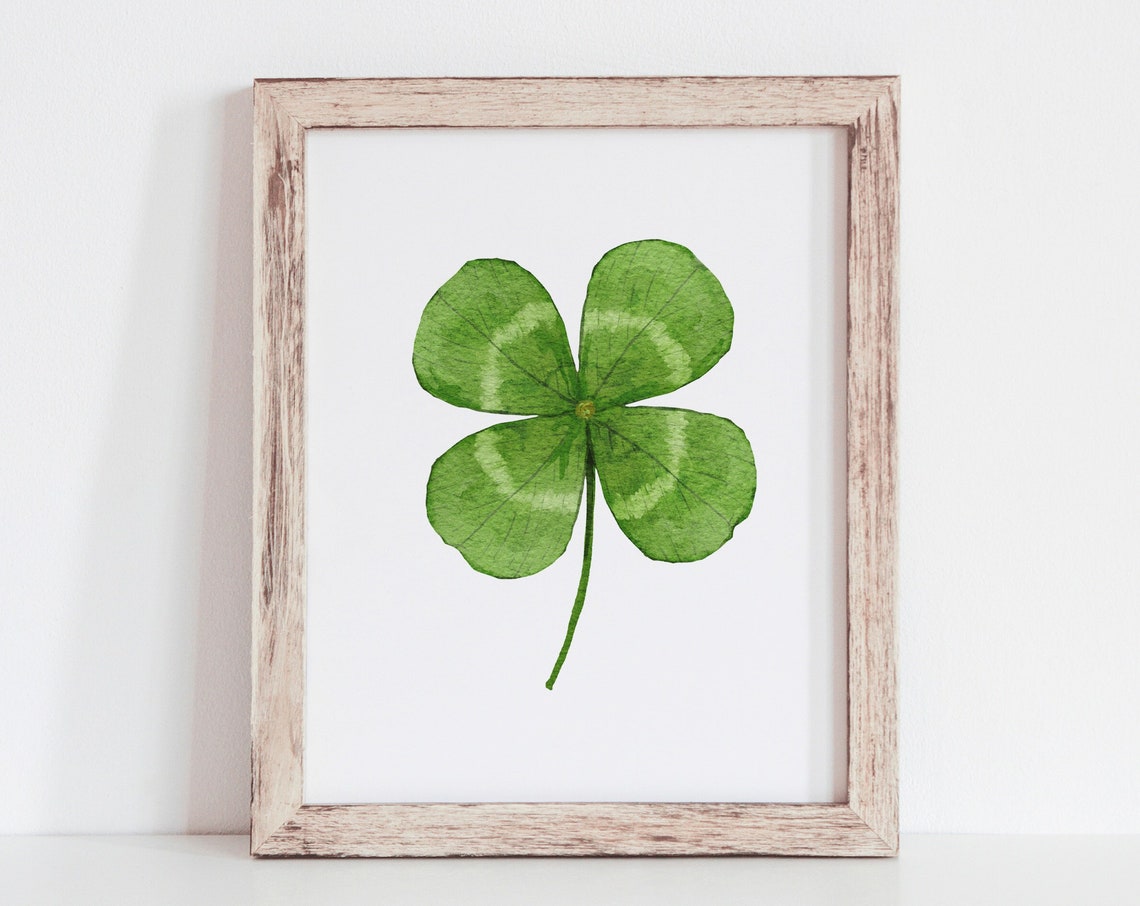 Watercolor Shamrock Green Clover St Patricks Day Irish Art Print - Image 3