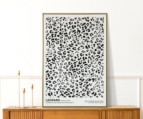 Black and White Leopard Print Panthera Pardus Minimalist Wall Poster
