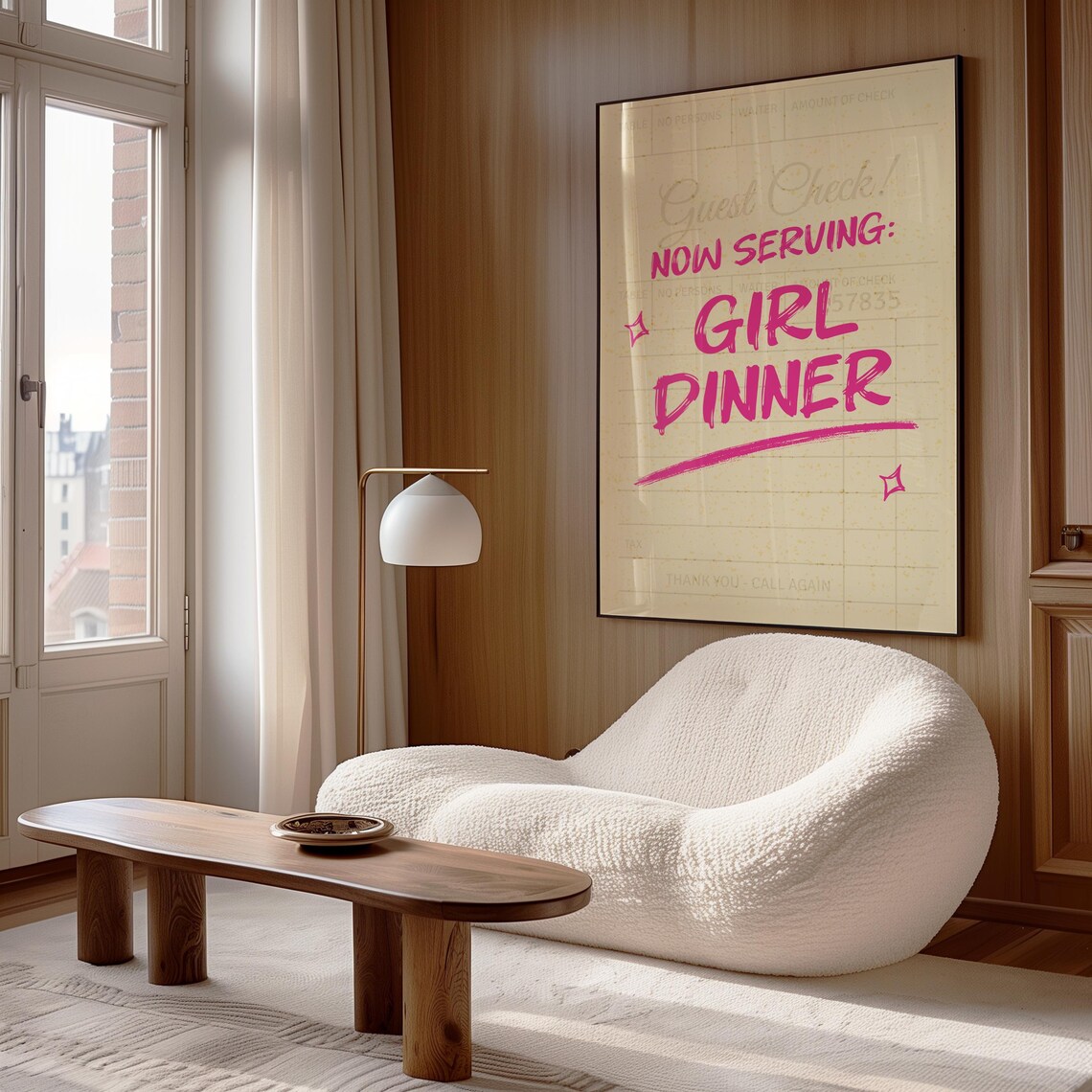 Funny Girl Dinner Quote Poster Pink Guest Check Kitchen Wall Decor Print - Image 2