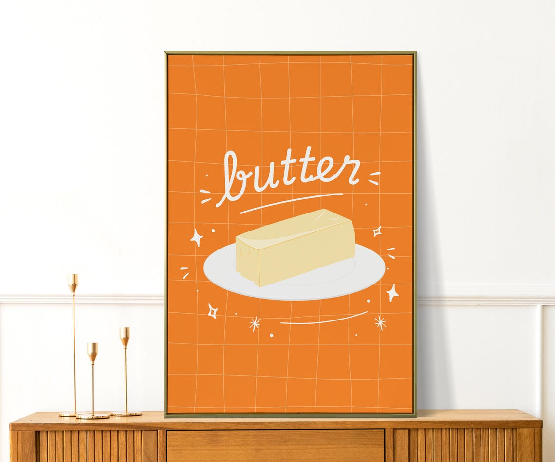 Butter Prints Cute Butter Art Kitchen Wall Art Aesthetic Kitchen Decor Fun Kitchen Print Trendy Kitchen Poster Preppy Apartment Decor - Image 2