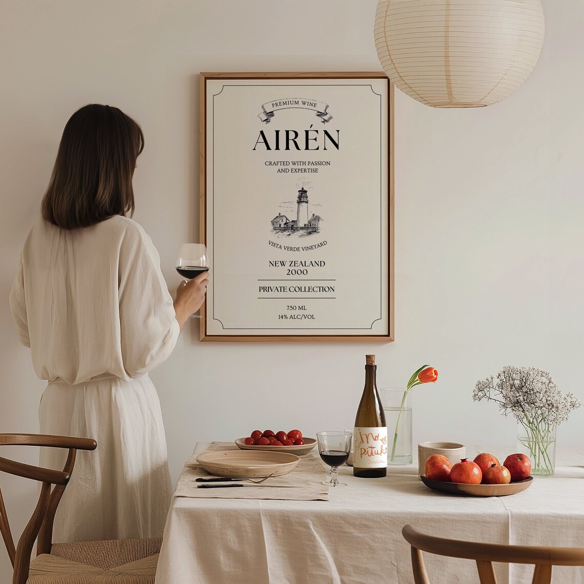 Airen Premium Wine Label Vintage Vineyard Bar Cart Kitchen Wall Art Poster - Image 3