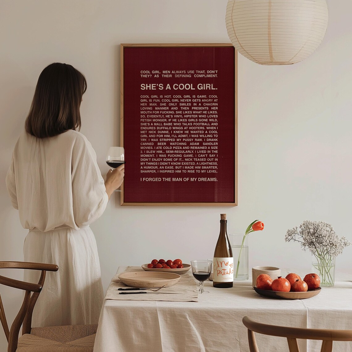 Gone Girl Movie Cool Girl Monologue Burgundy Typography Poster - Image 3
