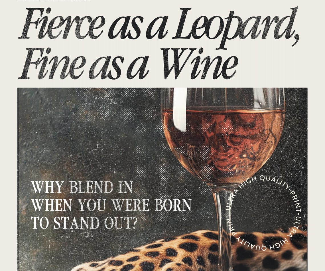 Fierce As A Leopard Fine As A Wine Vintage Newspaper Quote Poster - Image 5