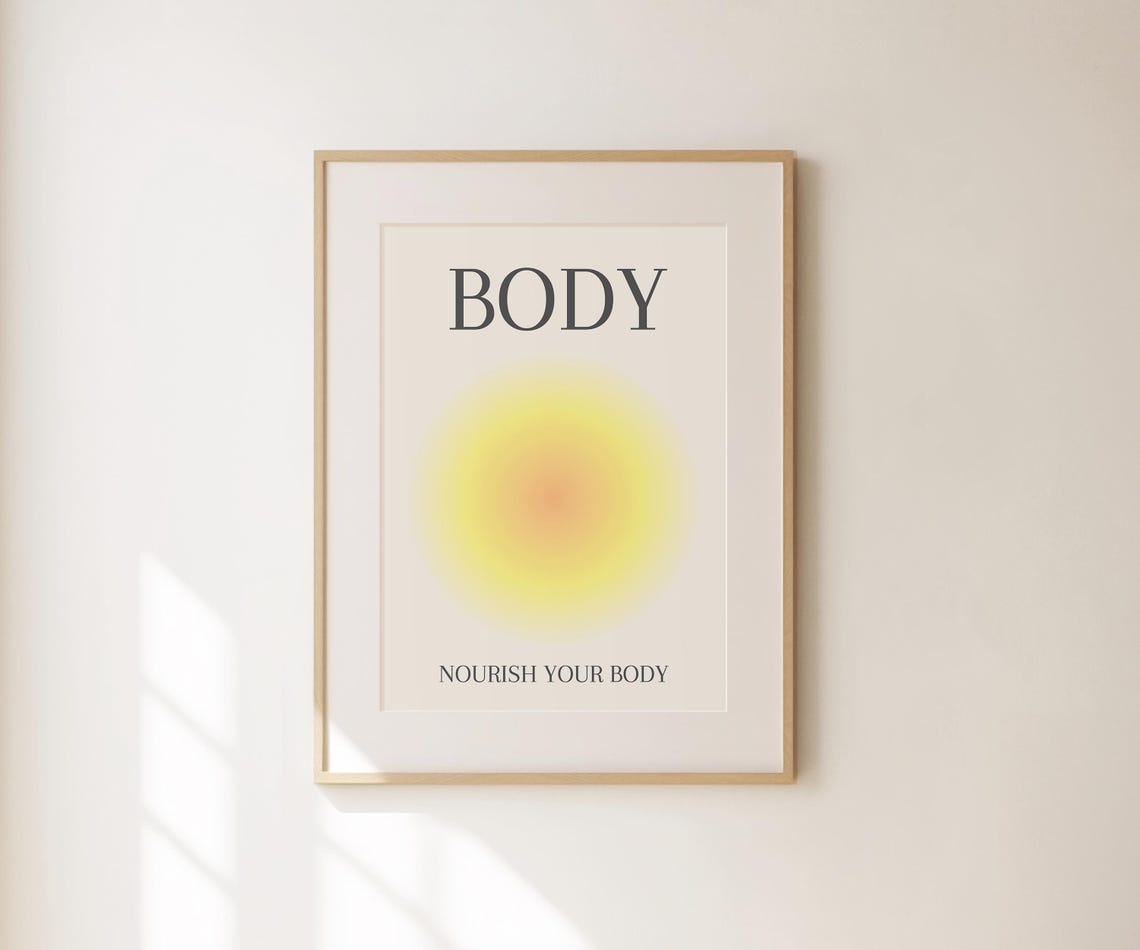 Nourish Your Body Yellow Aura Minimalist Wellness Affirmation Poster - Image 4