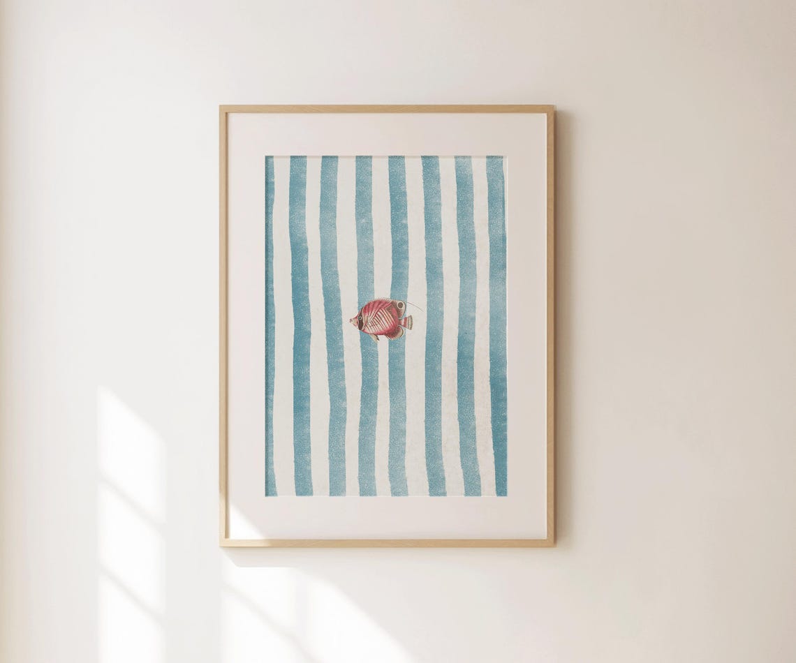 Lone Fish Print Retro Fish Wall Art Cute Illustration Print Preppy Apartment Wall Decor Summer Decor Kitchen Wall Art Fish Art - Image 4