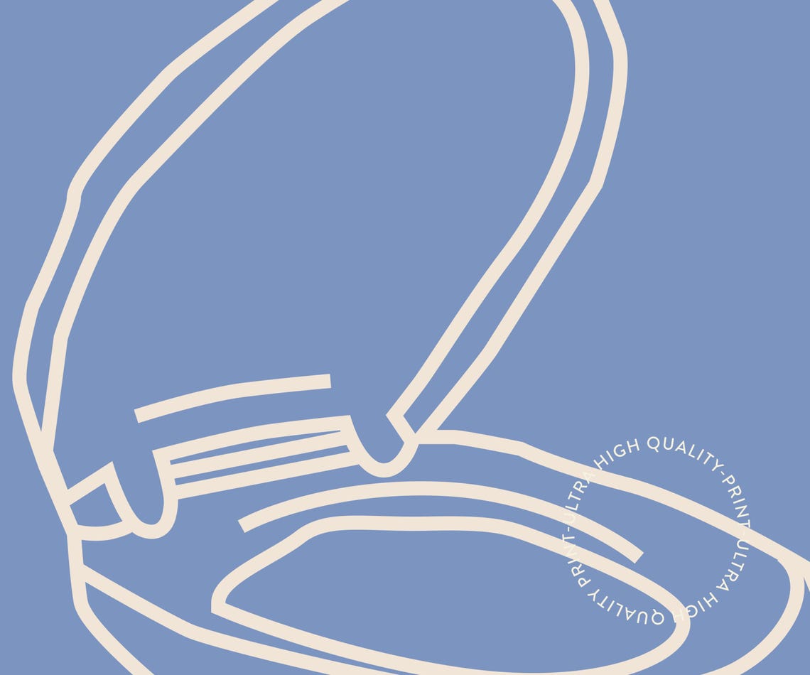 In This House Toilet Seats Go Back Down Blue Funny Bathroom Art Poster - Image 5