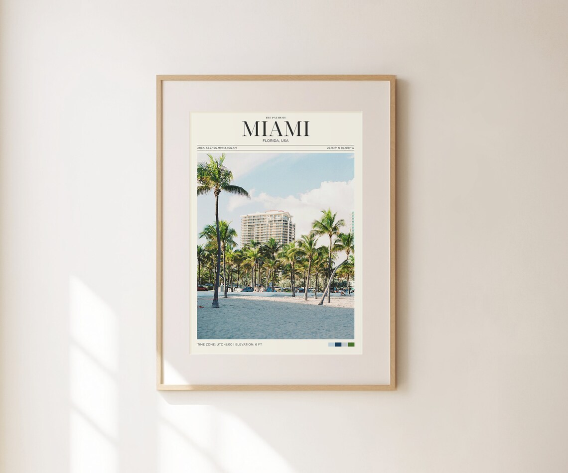 The Palms Of Miami Florida Beach Palm Trees Coastal Travel Poster - Image 2