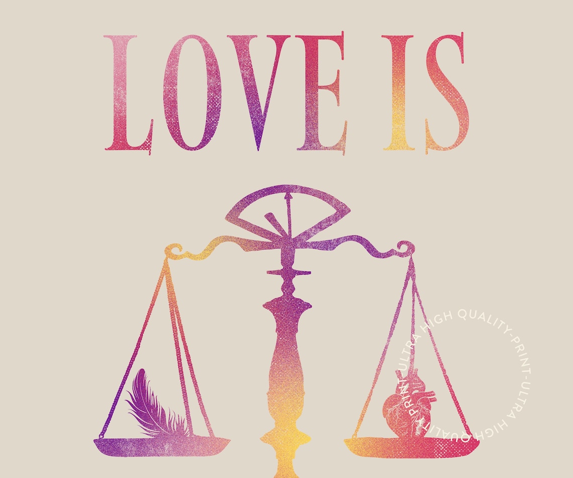 Love Is The Law Ombre Scales Feather Heart Spiritual Quote Retro Poster - Image 5