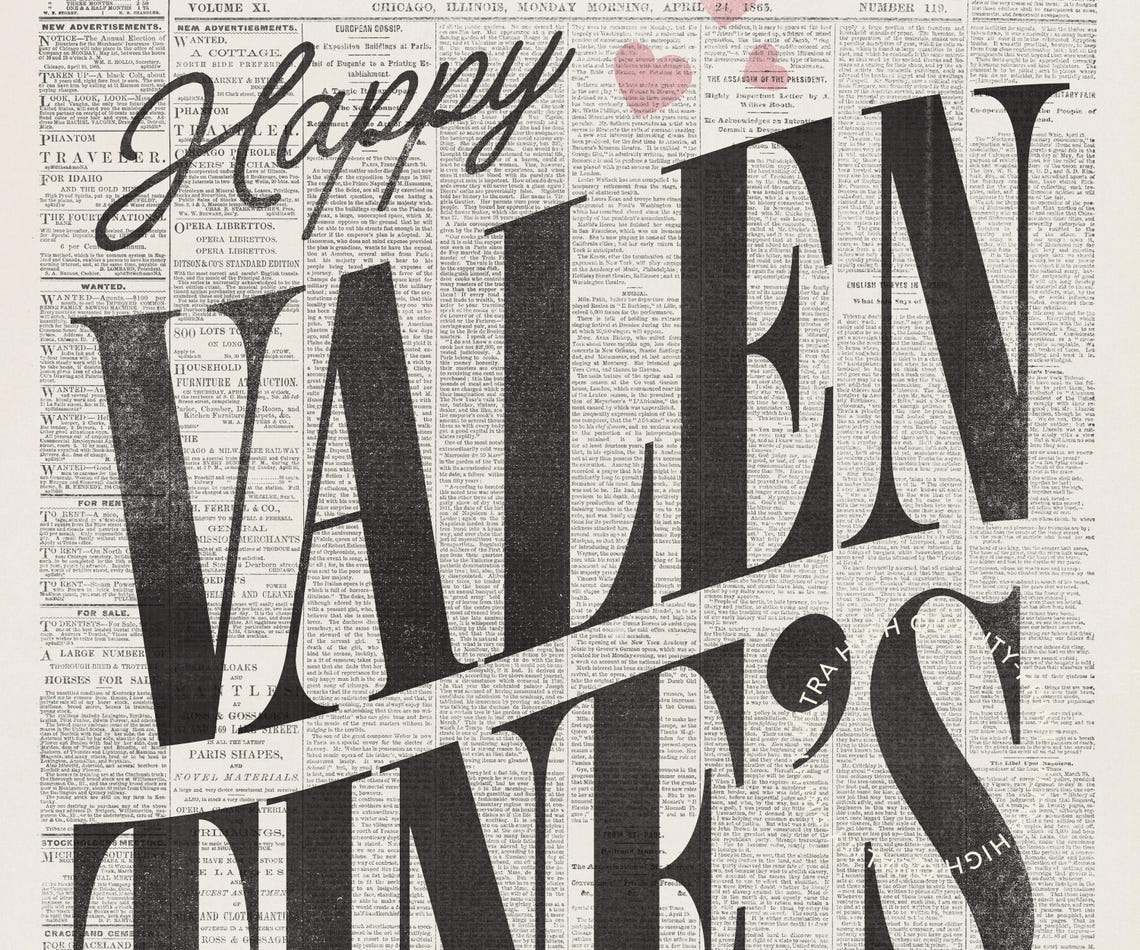 The Chicago Times Happy Valentines Day Vintage Newspaper Art Poster - Image 5
