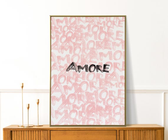 Amore Prints Love French Retro Pink Wall Art Vintage Girly Wall Art Trendy Preppy Wall Decor Coquette Bedroom Apartment Decor Gift