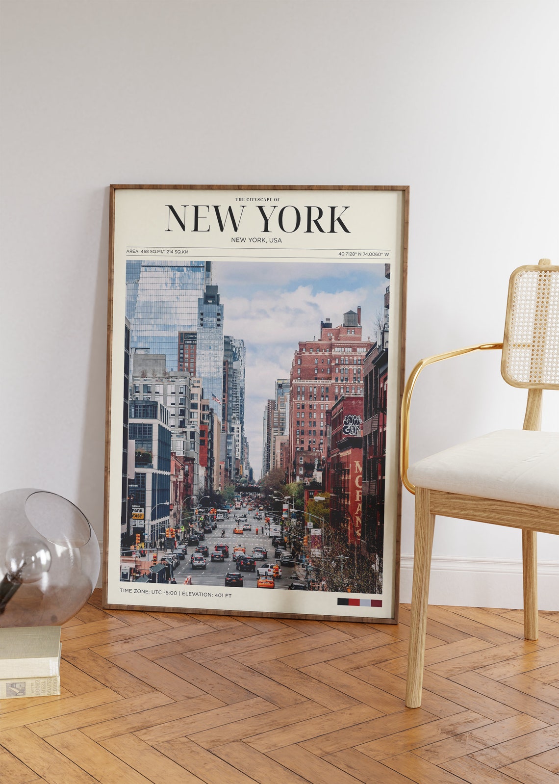 Travel Poster Cityscape Of New York Poster Vintage Posters In New York Print For Living Room Large Modern Office Wall Art - Image 2