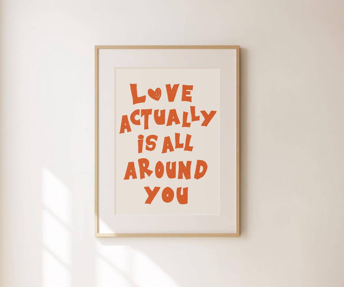 Love Actually Is All Around You Red Heart Typography Quote Poster - Image 4