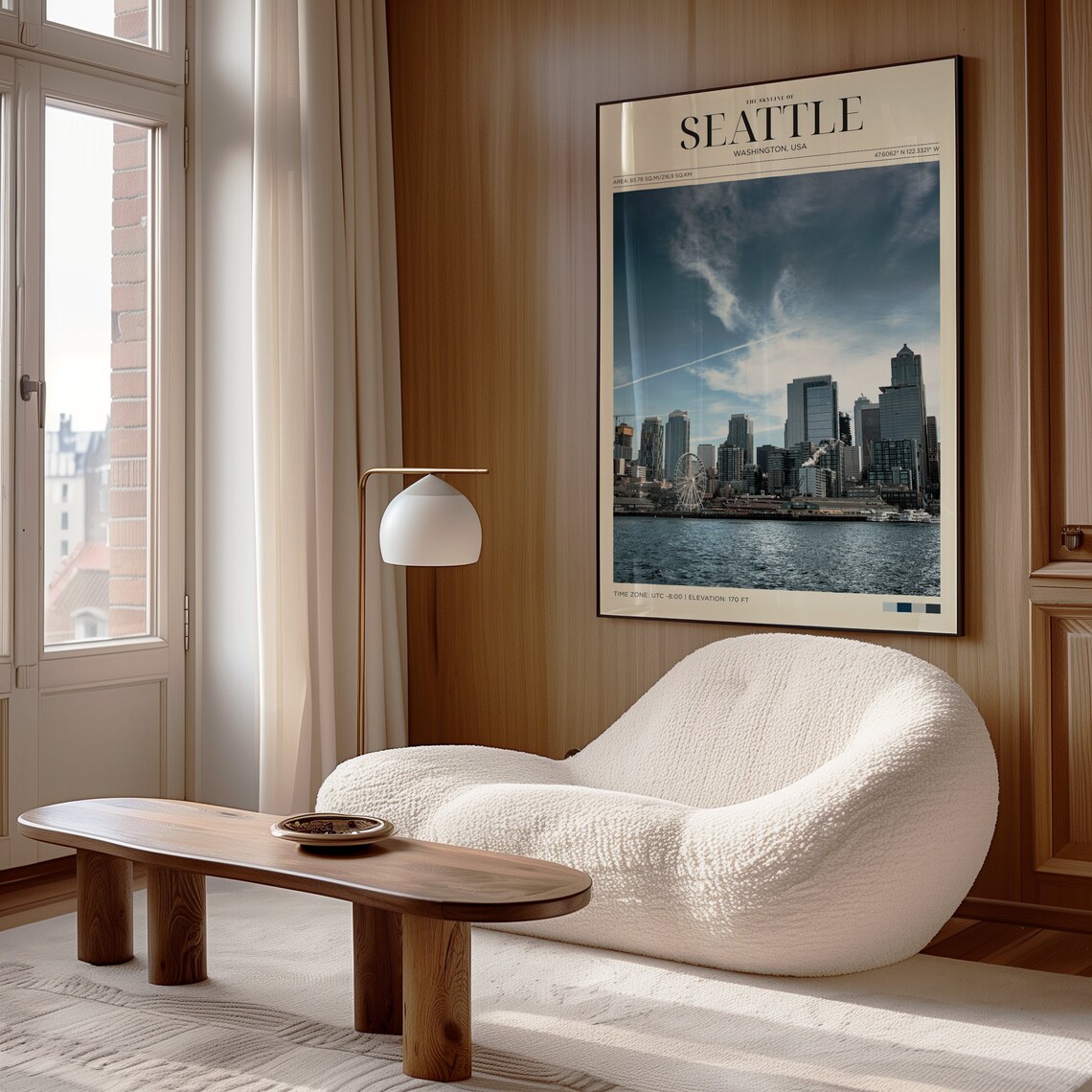 Seattle Washington Skyline Waterfront Ferris Wheel Daylight View Travel Poster - Image 4