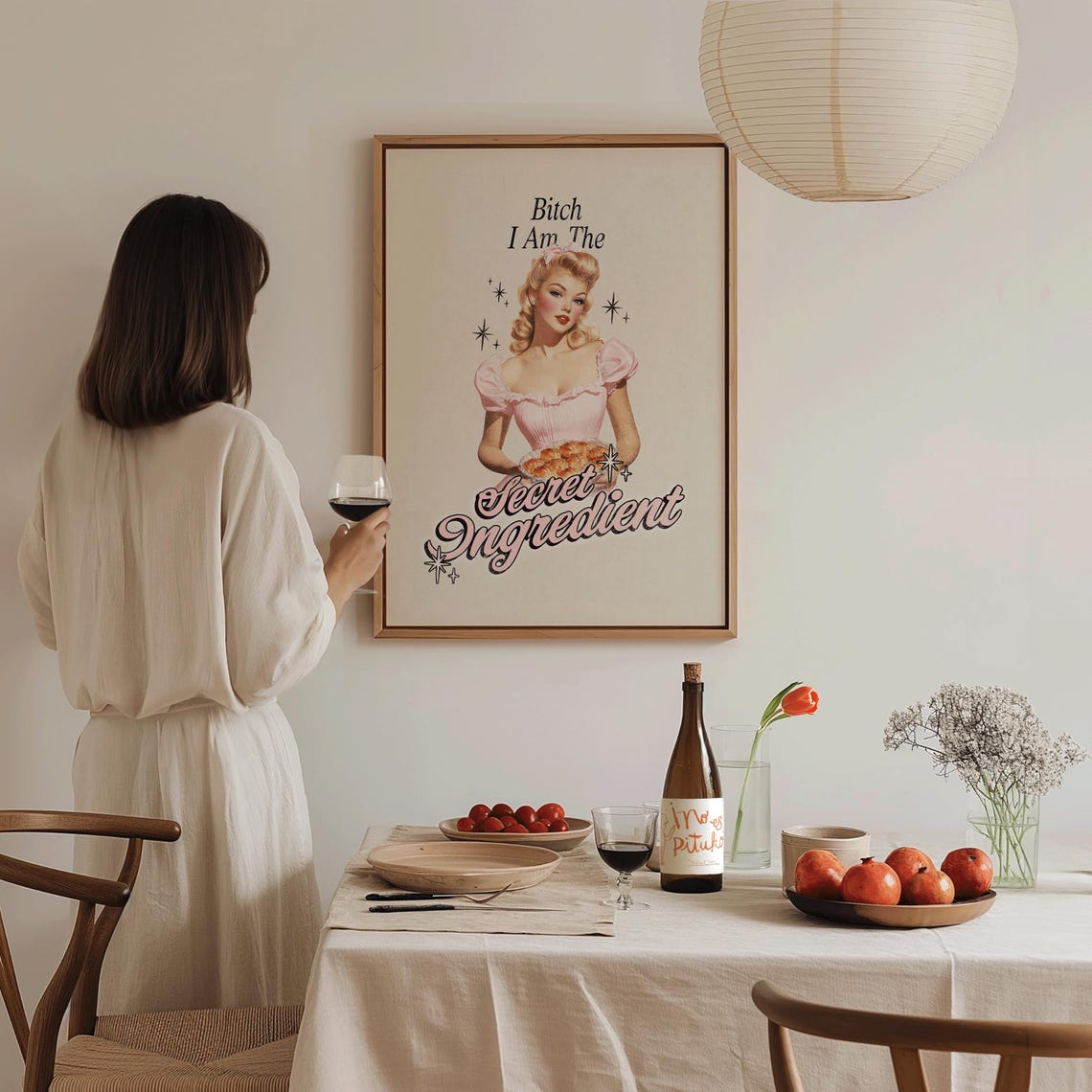 Bitch I Am The Secret Ingredient Pink Retro Pie Pin Up Quote Poster - Image 4