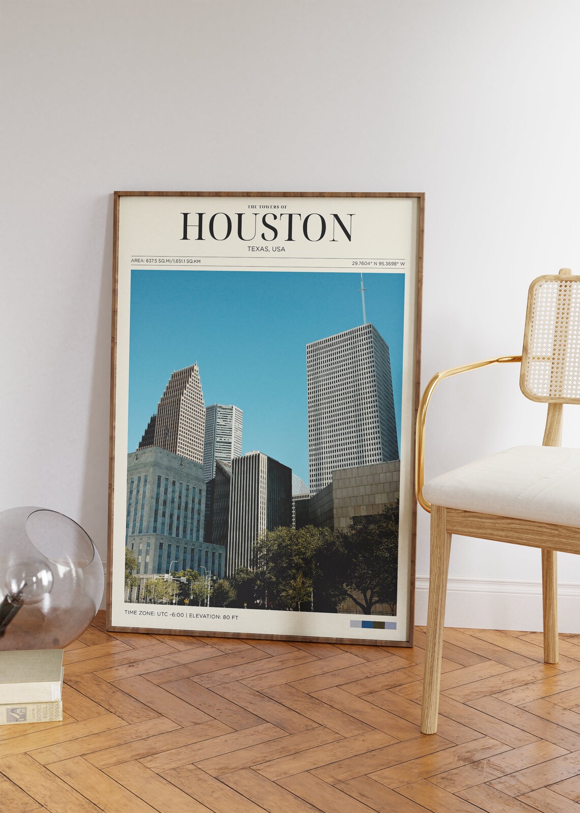 Houston Texas Towers Skyline Daytime Travel Poster City Wall Art - Image 2