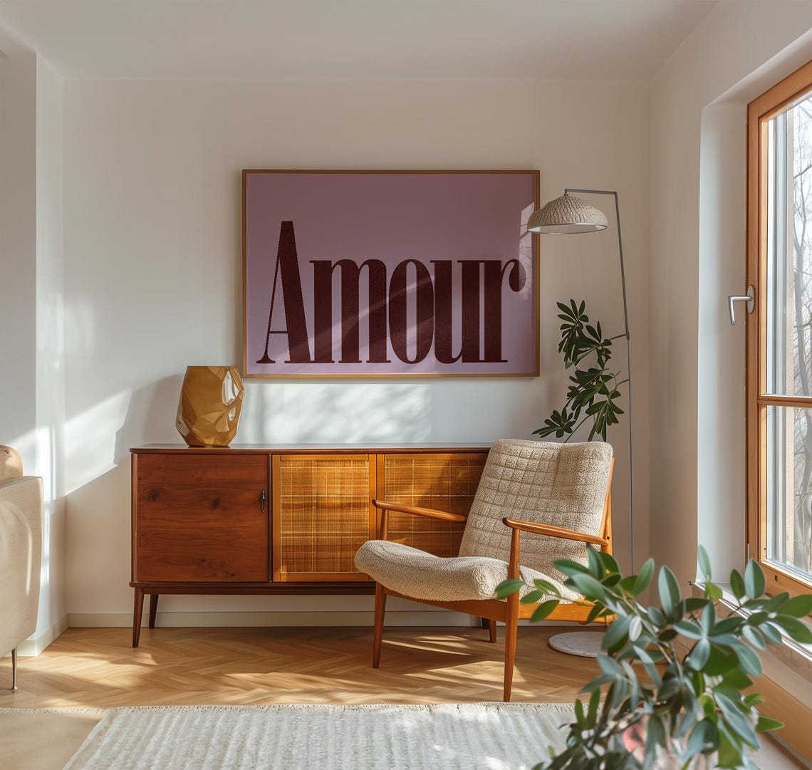 Amour Bold Brown Serif Lavender French Romantic Typography Poster - Image 5