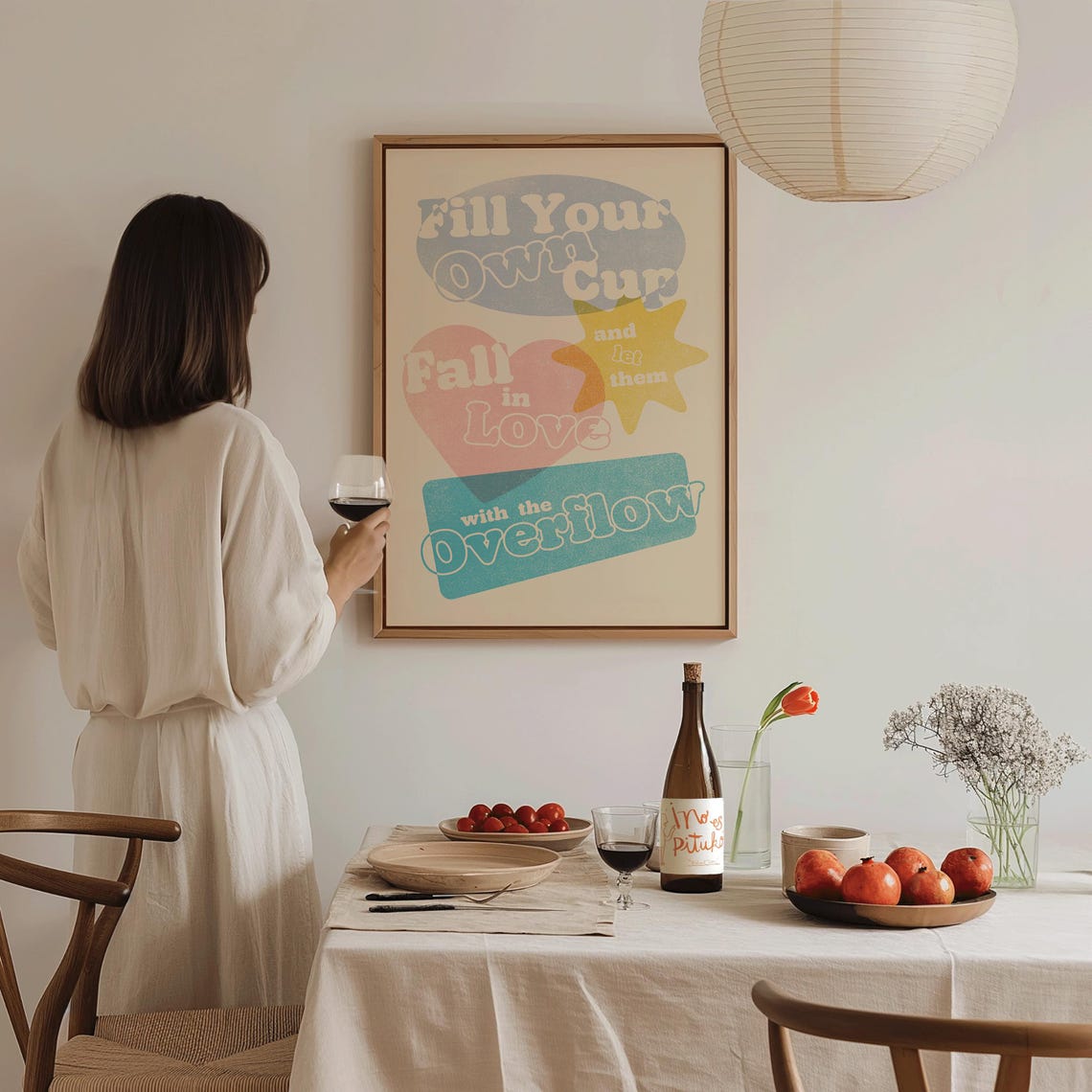 Fill Your Own Cup Fall In Love With The Overflow Retro Quote Poster - Image 3