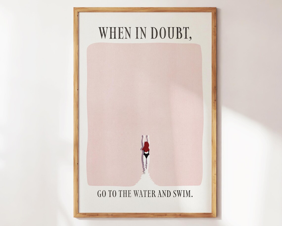 When In Doubt Go To The Water And Swim Pink Diver Swimmer Wall Art - Image 3