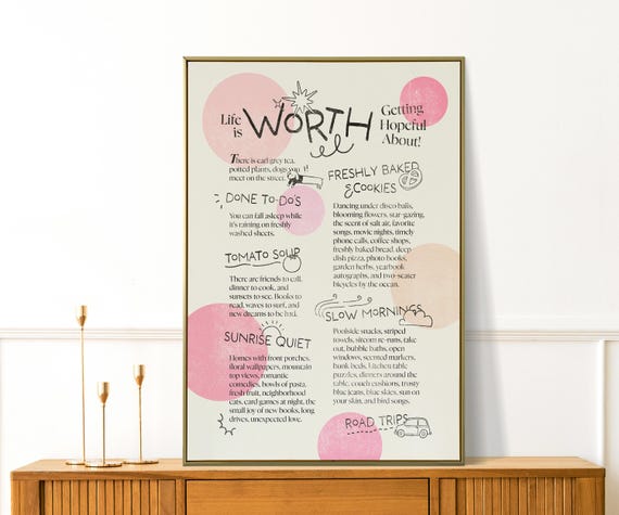 Things To Be Hopeful About Print Inspirational Quotes Trendy Apartment Decor Self Love Print Cute Affirmation Wall Art Positive Poster