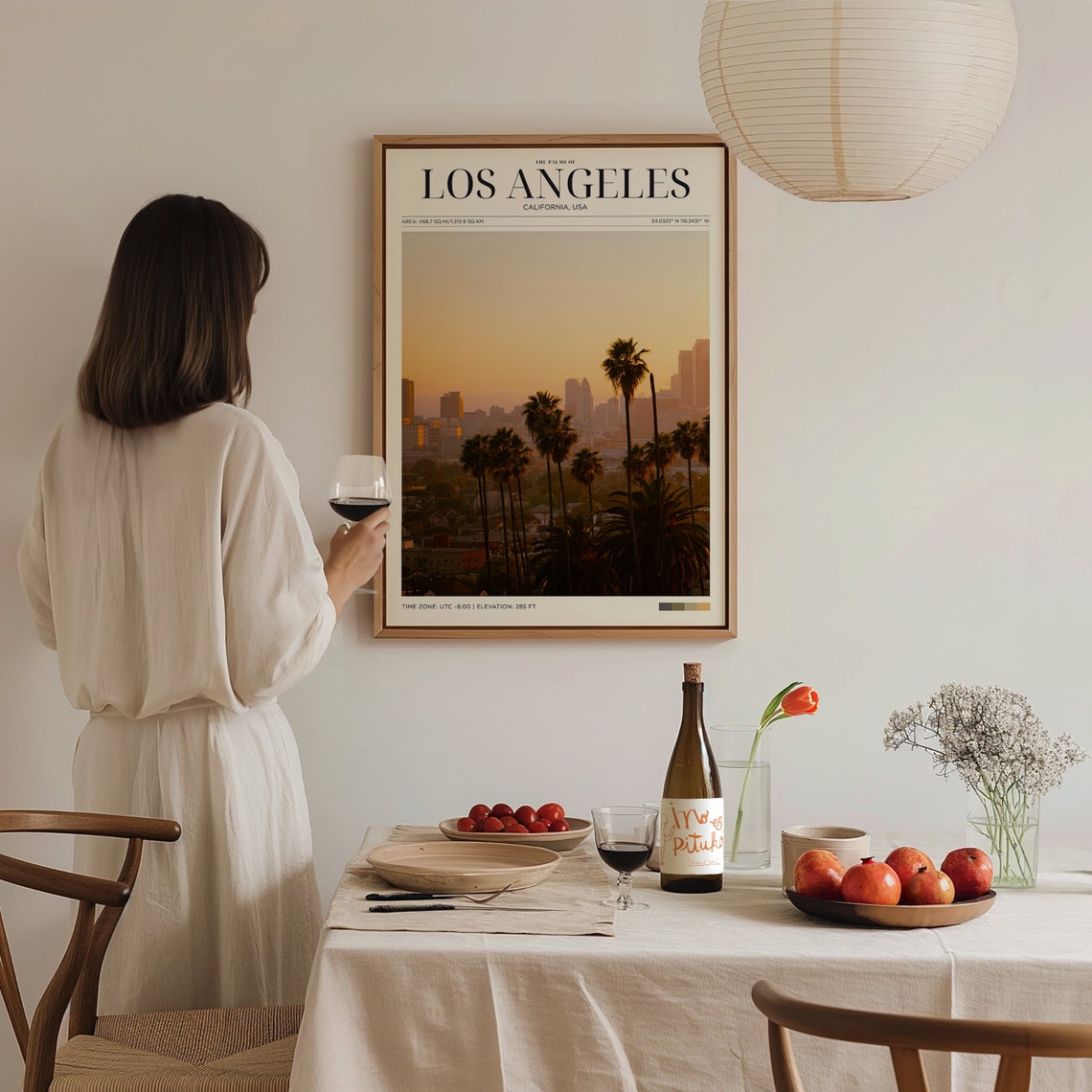 Los Angeles California Palms Sunset Downtown Skyline Travel Poster - Image 3