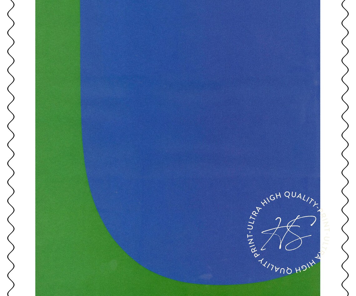 Ellsworth Kelly Green Blue 1965 Stamp Style Abstract Circle Art Poster - Image 5