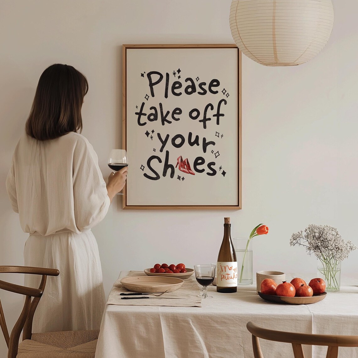 Please Take Off Your Shoes Sparkle Hand Lettered Entryway Art Poster - Image 4