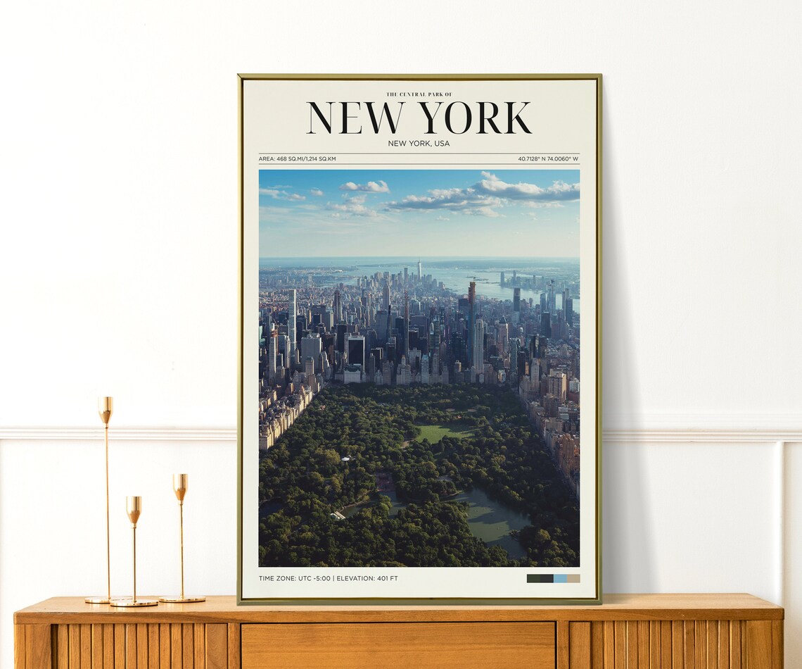 Travel Poster Central Park New York Poster Vintage Posters In New York Print New York Art For Living Room Large Modern Office Wall Art