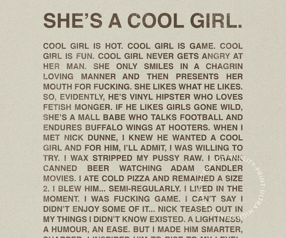 Shes A Cool Girl Gone Girl Movie Monologue Minimalist Quote Art Poster - Image 5
