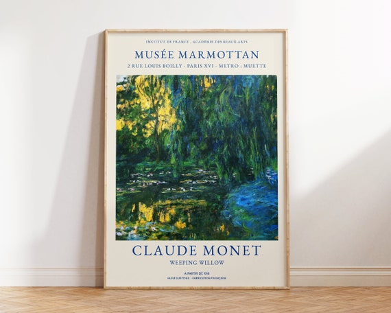 Claude Monet Print Weeping Willow Print Vintage Wall Decor Landscape Monet Wall Art Botanical Print Green Large Wall Art Living Room