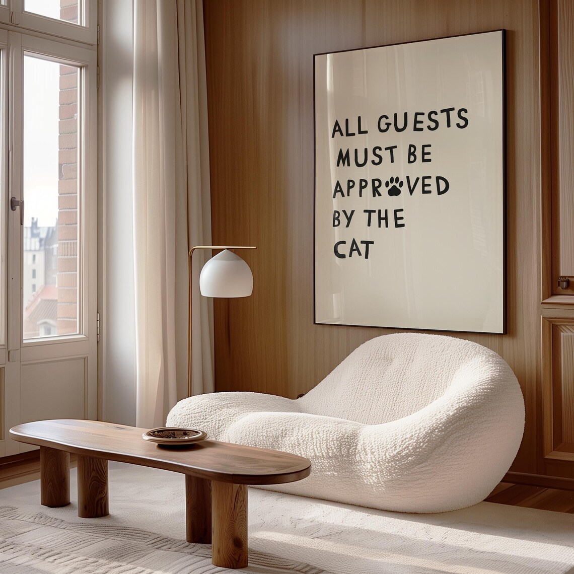 All Guests Must Be Approved By The Cat Black Funny Cat Lover Quote Print - Image 3
