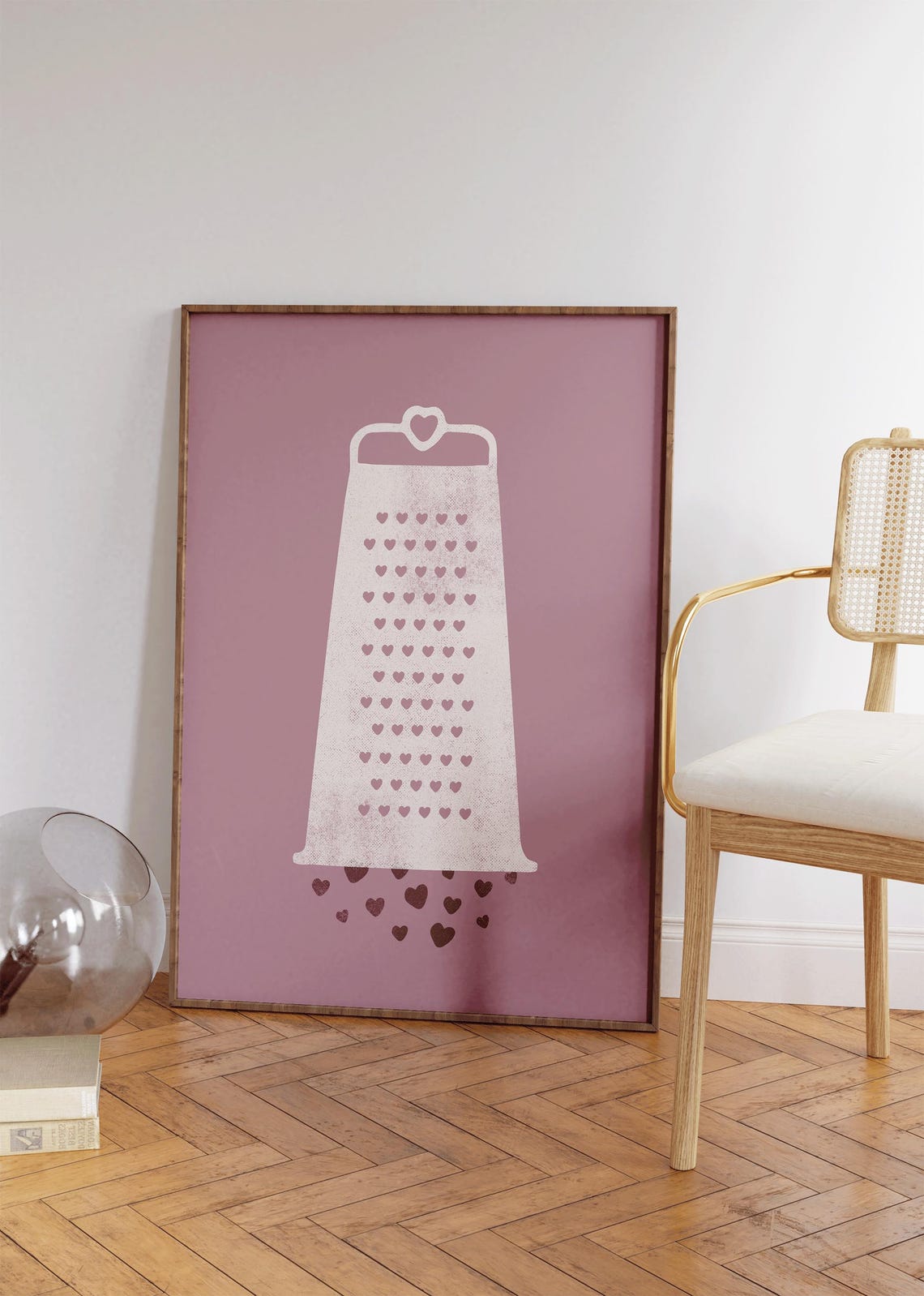 Grate Love Cheese Grater Hearts Pun Funny White Mauve Valentine Poster