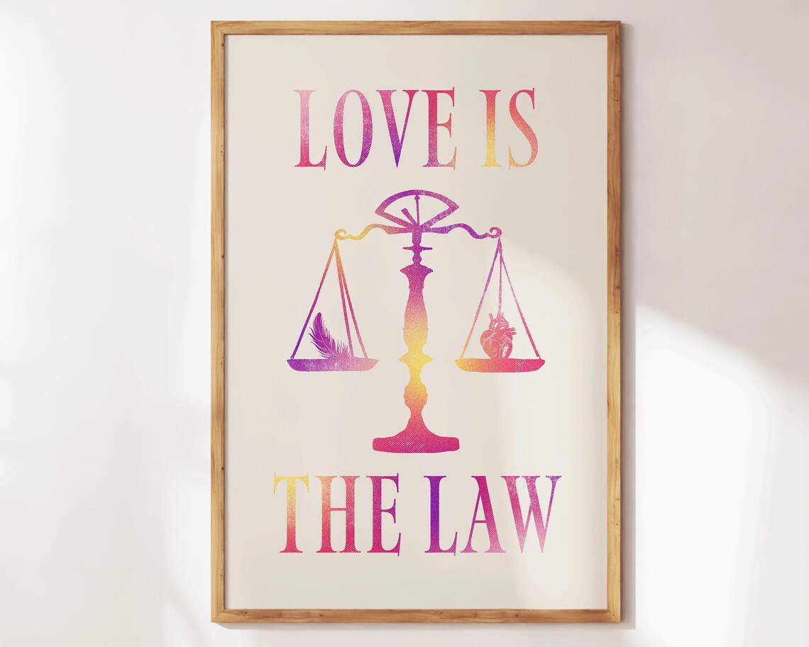 Love Is The Law Print Retro Wall Art Girly Gifts Spiritual Inspirational Quotes Preppy Apartment Decor Cute Prints Bedroom Wall Art - Image 2