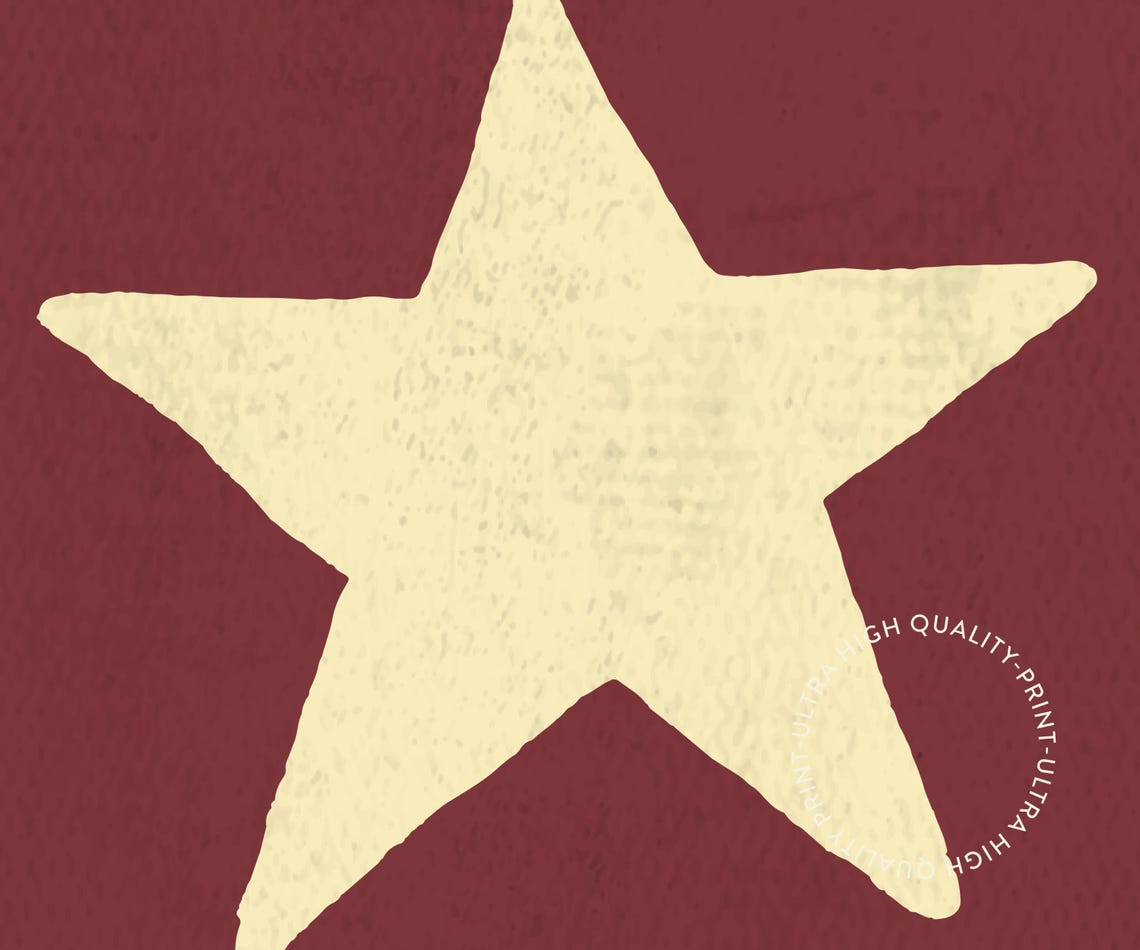 Retro Hand Drawn Cream Star On Maroon Minimalist Nursery Poster - Image 5
