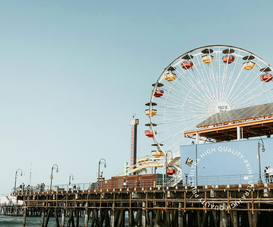Travel Poster Los Angeles Poster Santa Monica Pier Wall Art For Living Room Vintage Posters In Los Angeles Print Modern Office Wall Art - Image 5