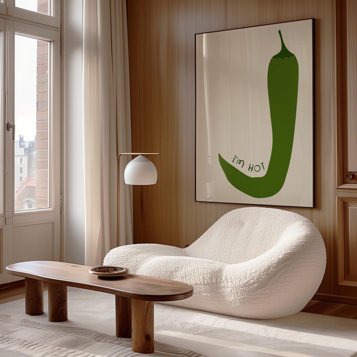I'm Hot Green Chili Pepper Funny Retro Minimalist Kitchen Decor Poster - Image 4