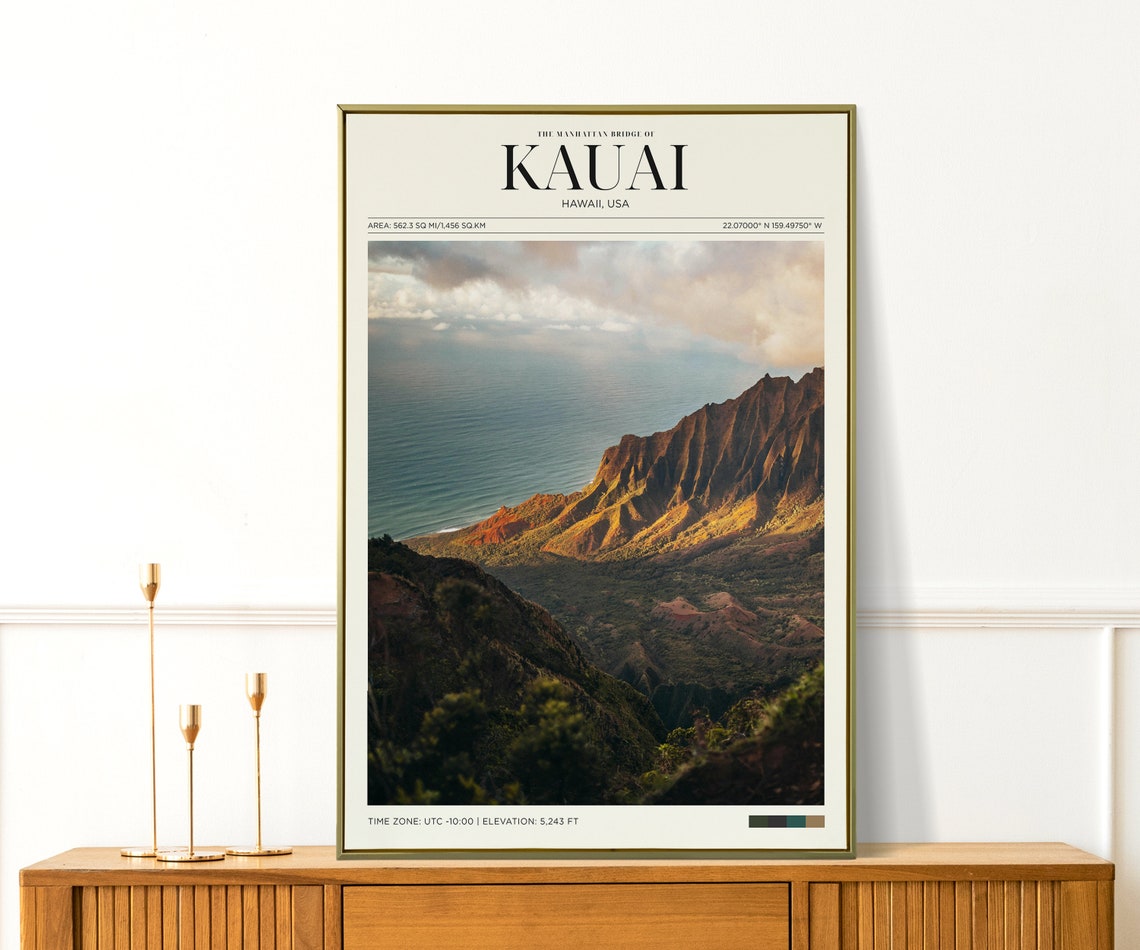 Kauai Hawaii Na Pali Coast Cliffs Ocean View Dramatic Travel Poster