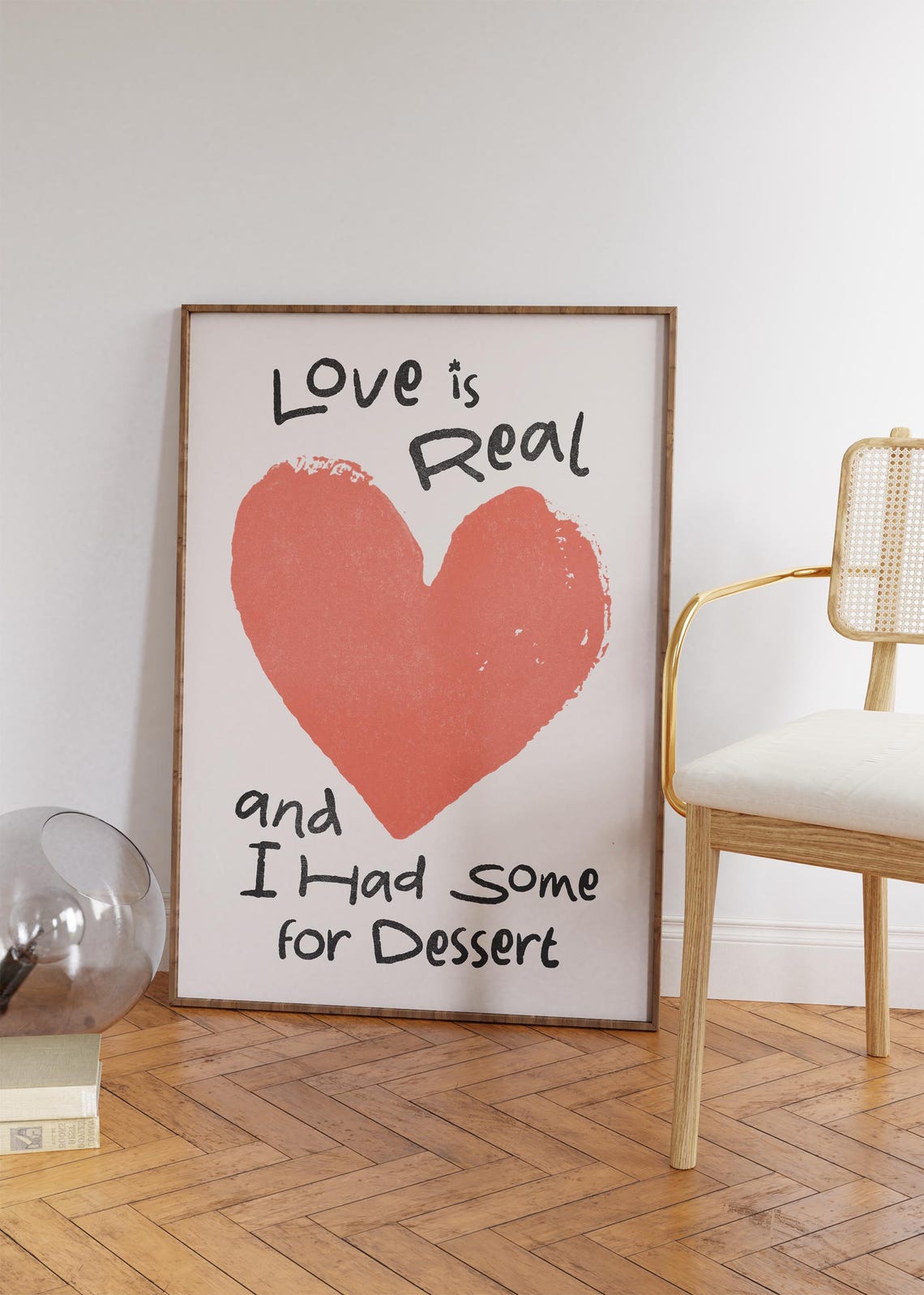 Love Is Real And I Had Some For Dessert Coral Heart Cute Wall Art - Image 4