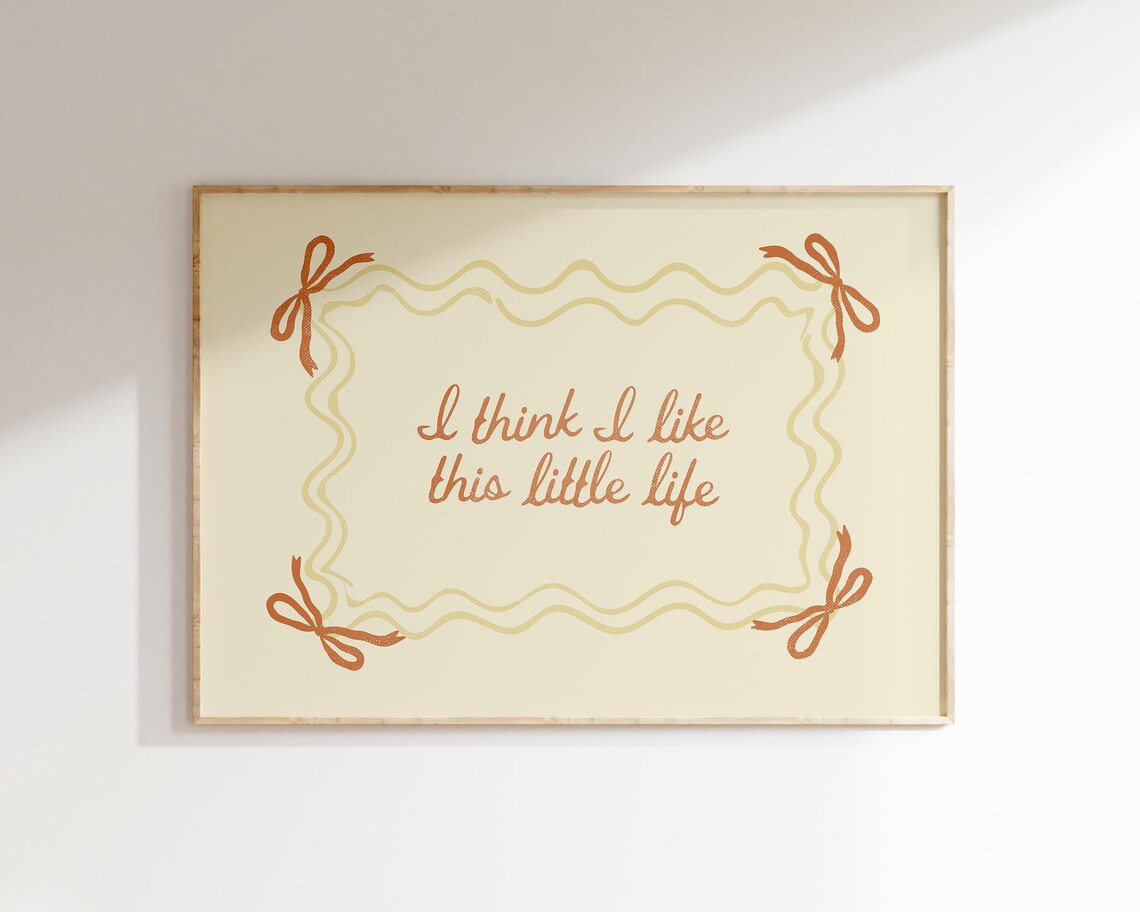 I Think I Like This Little Life Cream Canvas Quote Bow Wall Art - Image 3