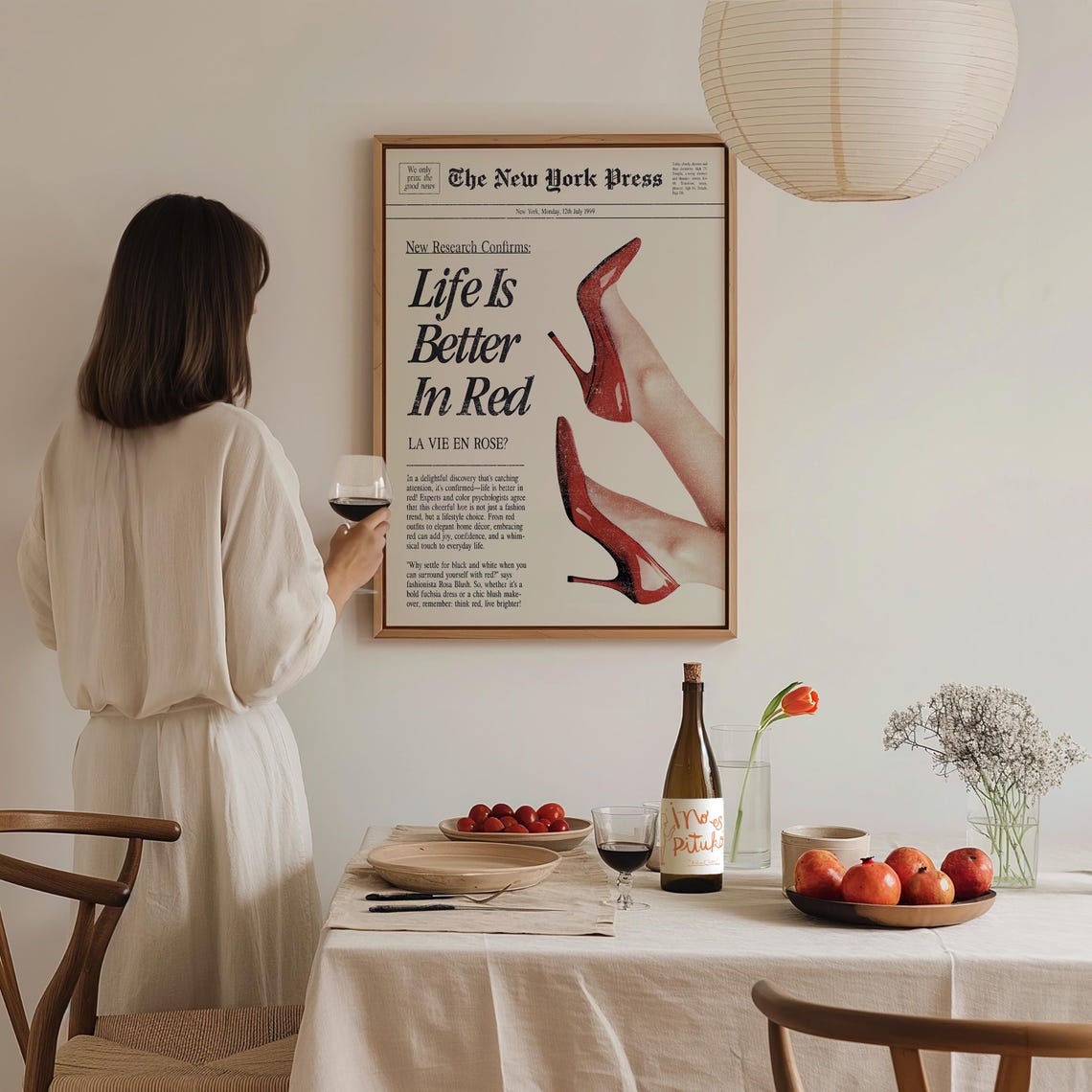 Life Is Better In Red Newspaper Headline Red Heels Vintage Poster - Image 3