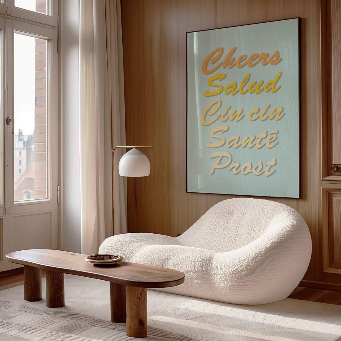 Cheers Salud Cin Cin Sante Prost Multilingual Typography Blue Wall Poster - Image 4