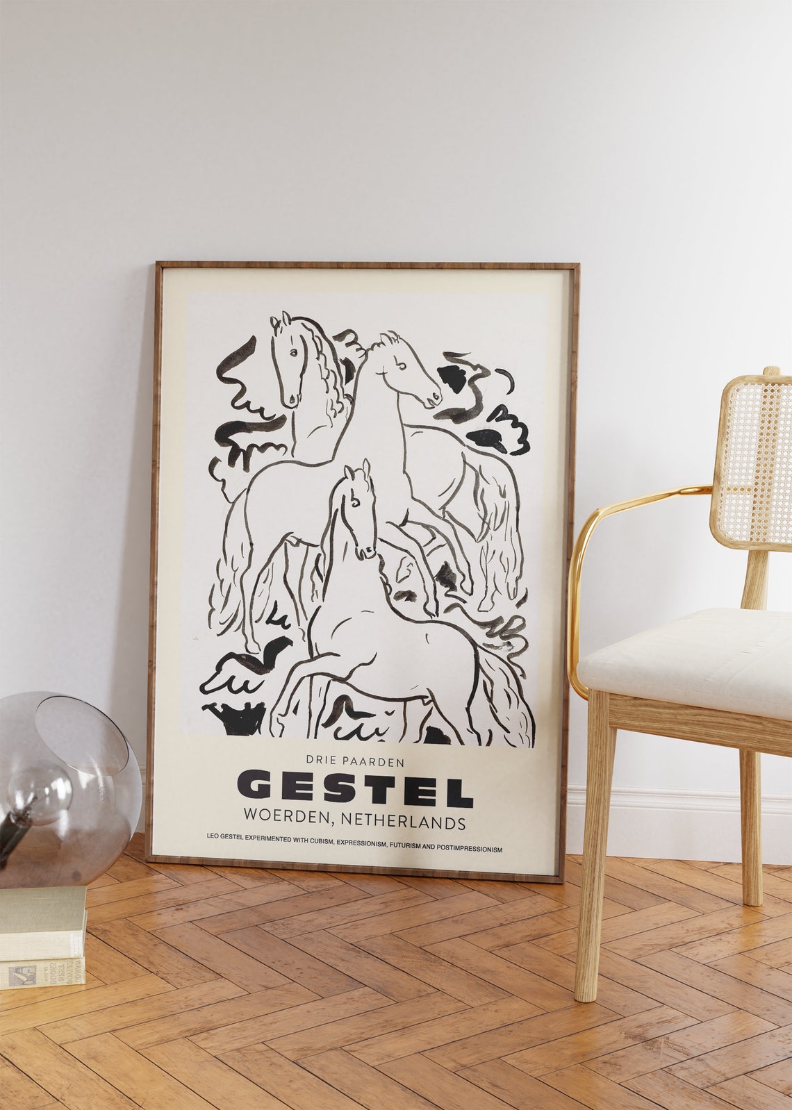 Leo Gestel Drie Paarden Three Horses Line Drawing Exhibition Art Print - Image 4