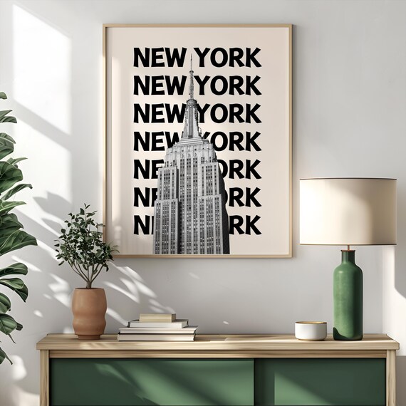 New York City Travel Print Nyc Travel Print Retro Wall Print Empire State Building Print Home Wall Decor Cute Wall Art Trendy Wall Art