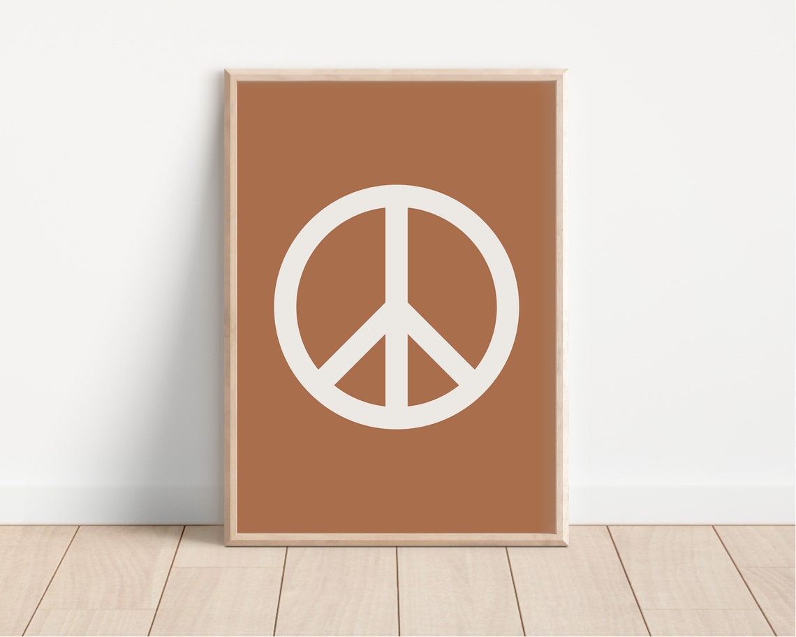 Peace Symbol Poster Terracotta Minimalist Boho Nursery Kids Room Decor - Image 3