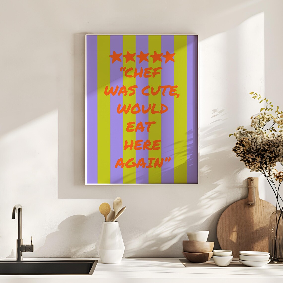 Chef Was Cute Print Aesthetic Kitchen Decor Trendy Kitchen Wall Art Preppy Kitchen Wall Art Vibrant Kitchen Art Print Chef Quote Print - Image 2