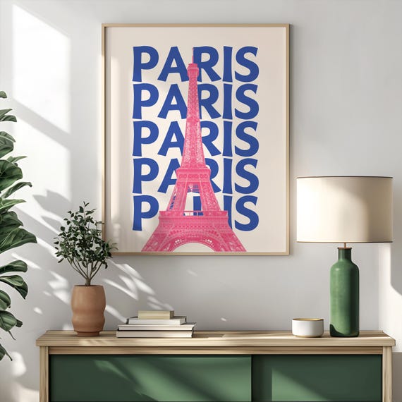 Paris Travel Print Eiffel Travel Print Retro Wall Print Eiffel Tower Print Home Wall Decor Cute Wall Art Trendy Wall Art